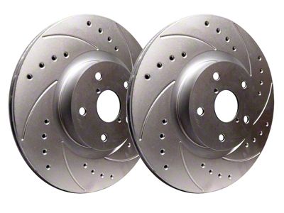 SP Performance Cross-Drilled and Slotted 8-Lug Rotors with Silver Zinc Plating; Rear Pair (07-10 Sierra 3500 HD SRW)