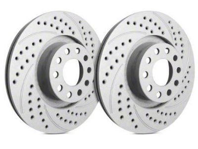 SP Performance Double Drilled and Slotted 8-Lug Rotors with Gray ZRC Coating; Rear Pair (07-10 Sierra 3500 HD SRW)