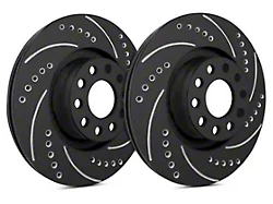 SP Performance Cross-Drilled and Slotted 6-Lug Rotors with Black Zinc Plating; Front Pair (19-24 Silverado 1500)