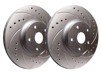 SP Performance Cross-Drilled and Slotted 6-Lug Rotors with Silver Zinc Plating; Front Pair (19-24 Silverado 1500)