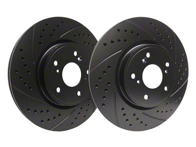 SP Performance Double Drilled and Slotted 6-Lug Rotors with Black Zinc Plating; Front Pair (19-25 Silverado 1500)