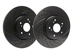 SP Performance Double Drilled and Slotted 6-Lug Rotors with Black Zinc Plating; Front Pair (19-24 Silverado 1500)