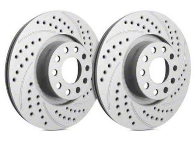 SP Performance Double Drilled and Slotted 6-Lug Rotors with Gray ZRC Coating; Rear Pair (19-24 Silverado 1500)