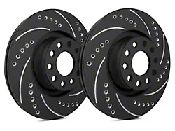 SP Performance Cross-Drilled and Slotted 8-Lug Rotors with Black Zinc Plating; Rear Pair (11-24 Silverado 2500 HD)