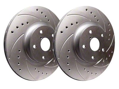 SP Performance Cross-Drilled and Slotted 8-Lug Rotors with Silver Zinc Plating; Front Pair (07-10 Silverado 2500 HD)