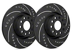 SP Performance Cross-Drilled and Slotted 8-Lug Rotors with Black Zinc Plating; Front Pair (11-25 Silverado 3500 HD)