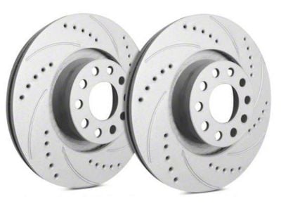 SP Performance Cross-Drilled and Slotted 8-Lug Rotors with Gray ZRC Coating; Front Pair (11-24 Silverado 3500 HD)