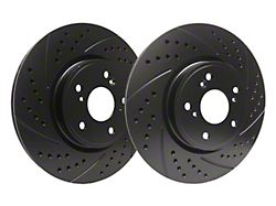 SP Performance Double Drilled and Slotted 8-Lug Rotors with Black ZRC Coated; Front Pair (13-22 4WD F-250 Super Duty)