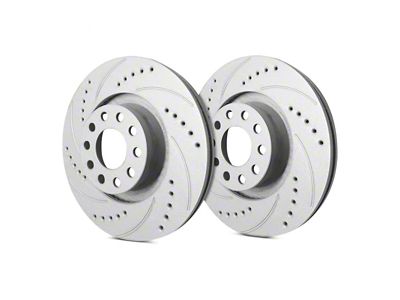 SP Performance Cross-Drilled and Slotted 6-Lug Rotors with Gray ZRC Coating; Front Pair (21-24 Tahoe, Excluding Police)