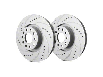 SP Performance Cross-Drilled and Slotted 6-Lug Rotors with Gray ZRC Coating; Front Pair (21-25 Tahoe, Excluding Police)