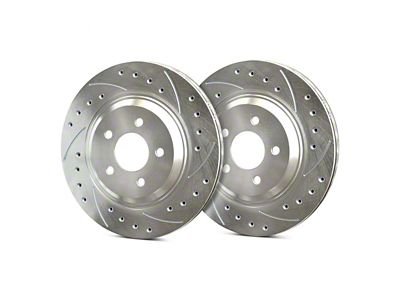 SP Performance Cross-Drilled and Slotted 6-Lug Rotors with Silver Zinc Plating; Front Pair (21-25 Tahoe, Excluding Police)