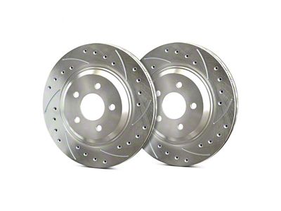 SP Performance Cross-Drilled and Slotted 6-Lug Rotors with Silver Zinc Plating; Front Pair (21-24 Tahoe, Excluding Police)