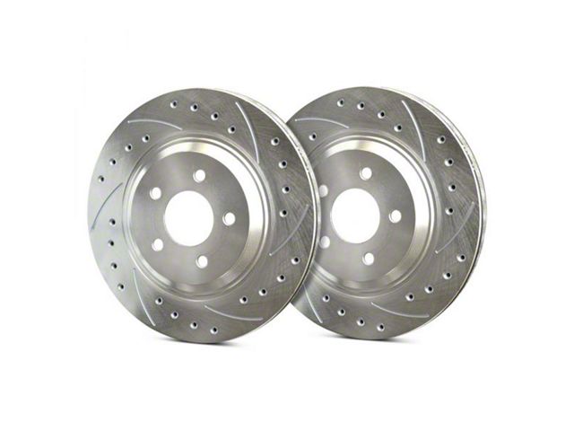 SP Performance Cross-Drilled and Slotted 6-Lug Rotors with Silver Zinc Plating; Rear Pair (21-24 Tahoe)