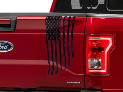 SEC10 Vertical Tailgate Distressed Flag Decal; Matte Black (97-25 F-150)