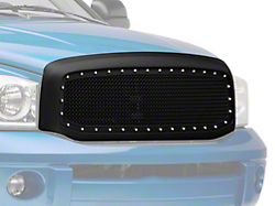 RedRock Mesh Upper Replacement Grille with Rivets; Matte Black (06-08 RAM 1500)