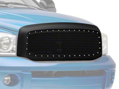 RedRock Mesh Upper Replacement Grille with Rivets; Matte Black (06-08 RAM 1500)