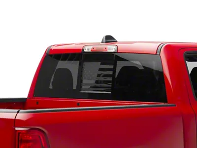 SEC10 Middle Window Distressed American Flag Decal; Matte Black (Universal; Some Adaptation May Be Required)