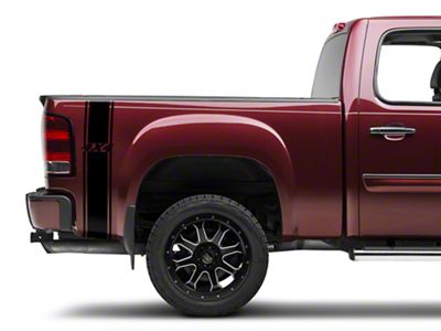 SEC10 Rear Vertical Stripe with 4x4 Logo; Gloss Black (07-25 Sierra 1500)