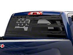 SEC10 Full Window Distressed American Flag Decal; Matte Black (99-25 Silverado 1500)
