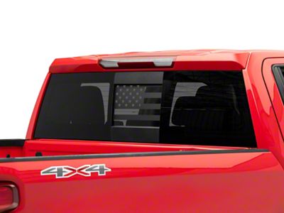 SEC10 Middle Window American Flag Decal; Matte Black (99-25 Silverado 1500)