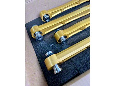 SpeedLogix Billet Rear Control Arms with Adjustable Track Bar; Gold (21-24 RAM 1500 TRX)