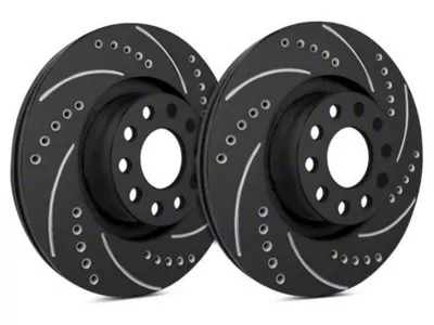 SP Performance Cross-Drilled and Slotted 8-Lug Rotors with Black Zinc Plating; Front Pair (13-22 4WD F-250 Super Duty)