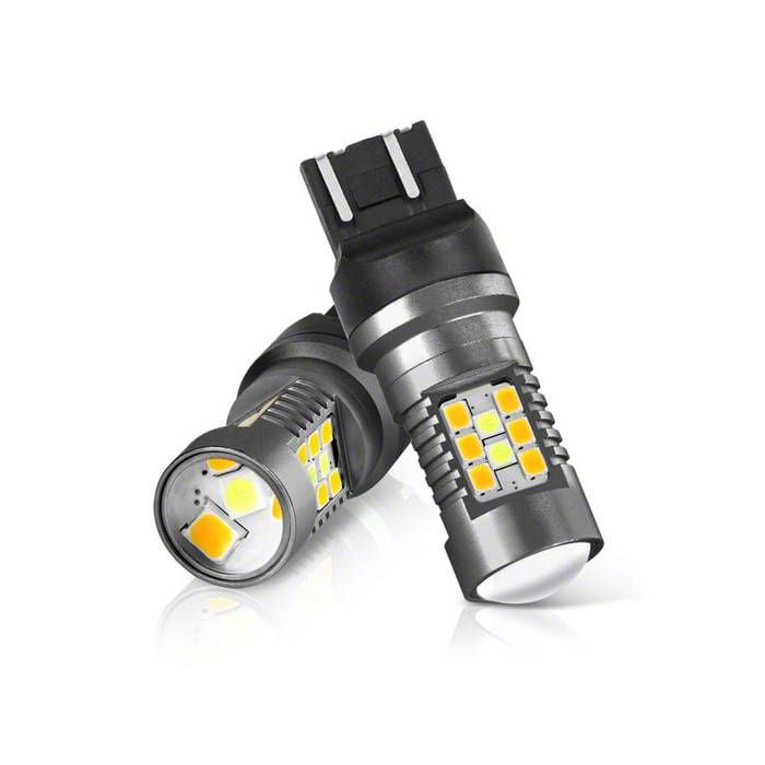 LED Chip Machine-Soldered Bulbs; White/JDM Yellow; 7443