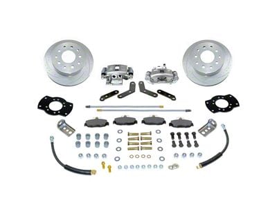 SSBC-USA Rear Disc Brake Conversion Kit with Built-In Parking Brake Assembly and Cross-Drilled/Slotted Rotors; Zinc Calipers (91-04 Dakota)