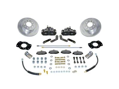 SSBC-USA Rear Disc Brake Conversion Kit with Built-In Parking Brake Assembly and Vented Rotors; Black Calipers (91-04 Dakota)
