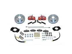 SSBC-USA Rear Disc Brake Conversion Kit with Built-In Parking Brake Assembly and Vented Rotors; Red Calipers (91-04 Dakota)