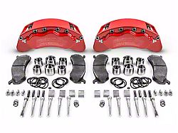 SSBC-USA B6-Brawler Rear 6-Piston Direct Fit Caliper and Ceramic Brake Pad Upgrade Kit with Cross-Drilled and Slotted Rotors; Red Calipers (12-20 4WD F-150 w/ Manual Parking Brake)