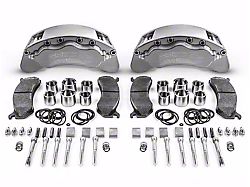 SSBC-USA B6-Brawler Rear 6-Piston Direct Fit Caliper and Ceramic Brake Pad Upgrade Kit with Dimple Drilled/Slotted Rotors; Clear Anodized Calipers (12-20 4WD F-150 w/ Manual Parking Brake)