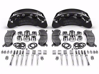 SSBC-USA B6-Brawler Rear 6-Piston Direct Fit Caliper and Ceramic Brake Pad Upgrade Kit; Black Calipers (12-20 4WD F-150 w/ Manual Parking Brake)