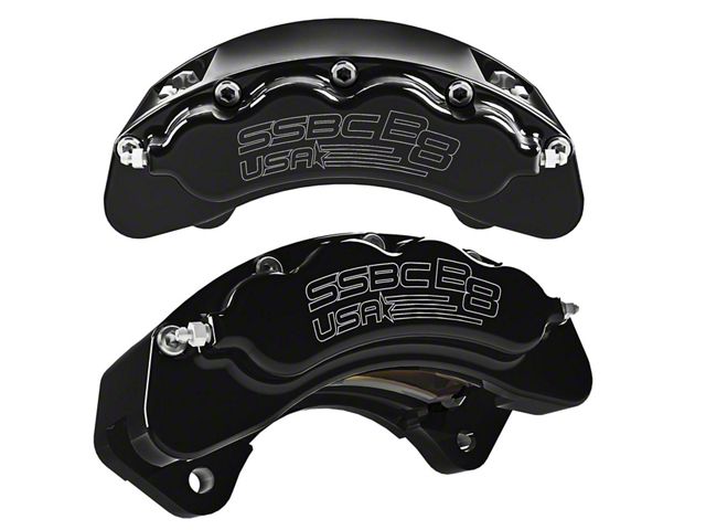 SSBC-USA B8-Brawler Front 8-Piston Direct Fit Caliper and Ceramic Brake Pad Upgrade Kit; Black Calipers (12-20 4WD F-150)