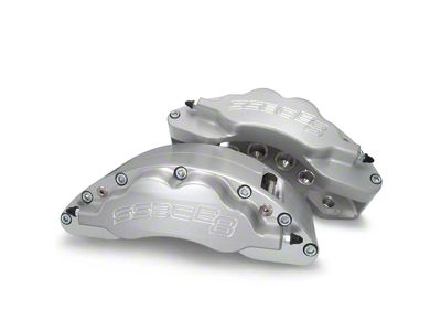 SSBC-USA Barbarian Rear 8-Piston Direct Fit Caliper and Semi-Metallic Brake Pad Upgrade Kit; Clear Anodized Calipers (23-25 4WD F-250 Super Duty)