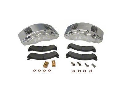 SSBC-USA V6 Front 6-Piston Quick Change Caliper and Semi-Metallic Brake Pad Upgrade Kit with Cross-Drilled Slotted Rotors; Clear Anodized (05-12 F-250 Super Duty)