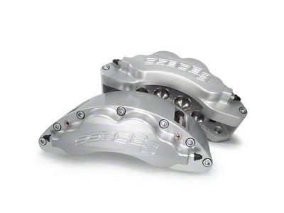 SSBC-USA Barbarian Front 8-Piston Direct Fit Caliper and Semi-Metallic Brake Pad Upgrade Kit; Clear Anodized Calipers (23-26 4WD F-350 Super Duty SRW)
