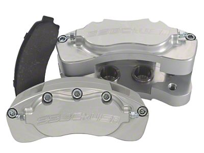 SSBC-USA B4-Brawler LT Rear 4-Piston Direct Fit Caliper and Ceramic Brake Pad Upgrade Kit; Clear Anodized Calipers (09-18 RAM 1500)