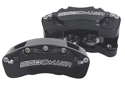 SSBC-USA B4-Brawler LT Rear 4-Piston Direct Fit Caliper and Ceramic Brake Pad Upgrade Kit; Black Calipers (09-18 RAM 1500)