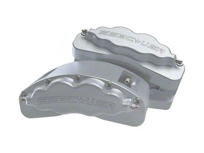 SSBC-USA B8-Brawler LT Front 8-Piston Direct Fit Caliper and Ceramic Brake Pad Upgrade Kit; Clear Anodized Calipers (09-18 RAM 1500)