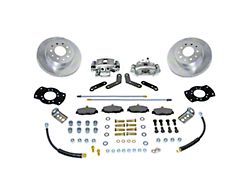 SSBC-USA Rear Drum to Disc Brake Conversion Kit with Built-In Parking Brake Assembly and Cross-Drilled/Slotted Rotors; Red Calipers (98-01 RAM 1500)