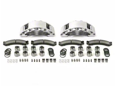 SSBC-USA Barbarian Front 8-Piston Direct Fit Caliper and Semi-Metallic Brake Pad Upgrade Kit with Cross-Drilled Slotted Rotors; Clear Anodized Calipers (09-24 RAM 2500)