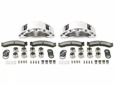 SSBC-USA Barbarian Rear 8-Piston Direct Fit Caliper and Semi-Metallic Brake Pad Upgrade Kit; Clear Anodized Calipers (09-18 RAM 2500)