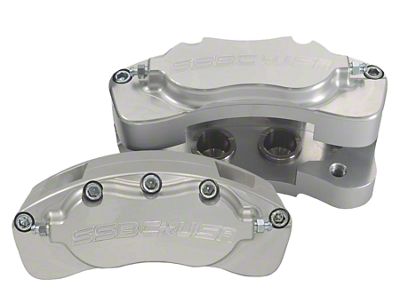 SSBC-USA B4-Brawler LT Rear 4-Piston Direct Fit Caliper and Ceramic Brake Pad Upgrade Kit; Clear Anodized Calipers (07-18 Sierra 1500)