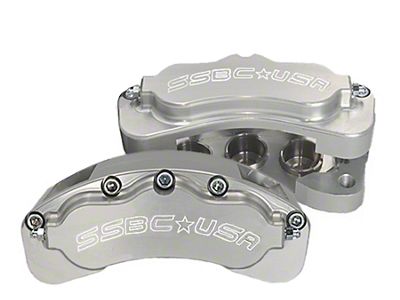 SSBC-USA B6-Brawler LT Front 6-Piston Direct Fit Caliper and Ceramic Brake Pad Upgrade Kit; Clear Anodized Calipers (07-18 Sierra 1500)