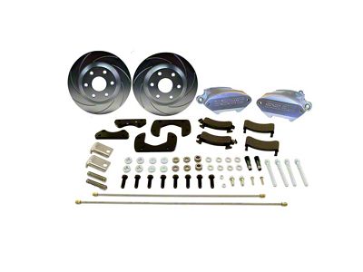 SSBC-USA Super Truck R1 Rear Disc Brake Conversion Kit with Built-In Parking Brake Assembly; Zinc Calipers (05-13 Sierra 1500 w/ Rear Drum Brakes)