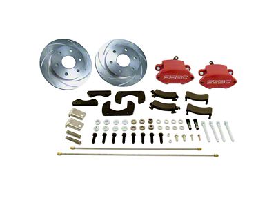 SSBC-USA Super Truck R1 Rear Disc Brake Conversion Kit with Built-In Parking Brake Assembly; Red Calipers (05-13 Sierra 1500 w/ Rear Drum Brakes)