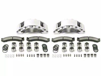 SSBC-USA Barbarian Front 8-Piston Direct Fit Caliper and Semi-Metallic Brake Pad Upgrade Kit; Clear Anodized Calipers (20-25 Sierra 3500 HD)
