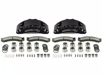 SSBC-USA Barbarian Front 8-Piston Direct Fit Caliper and Semi-Metallic Brake Pad Upgrade Kit; Black Calipers (20-25 Sierra 3500 HD)