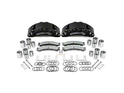 SSBC-USA Barbarian Rear 8-Piston Direct Fit Caliper and Semi-Metallic Brake Pad Upgrade Kit; Black Calipers (11-25 Sierra 3500 HD SRW)
